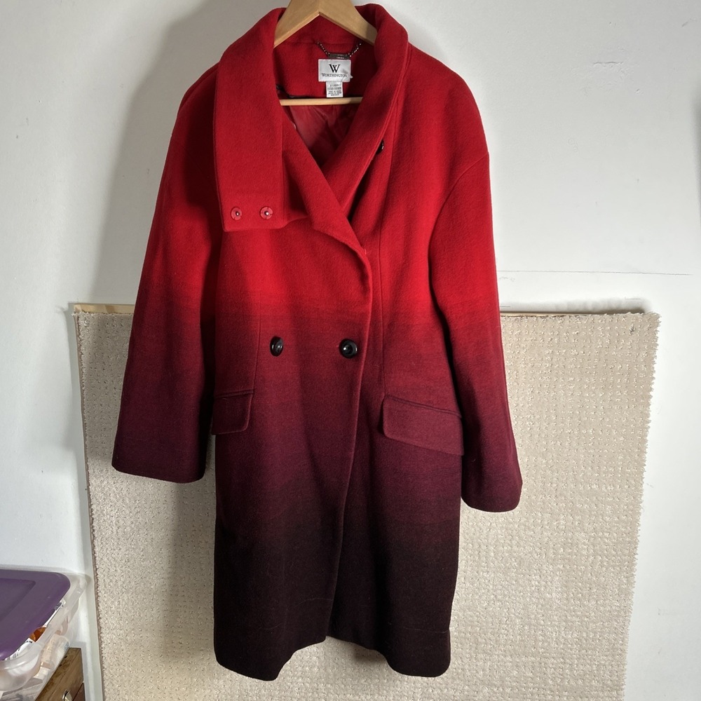 Worthington Wool Dress Coat Ladies Women S Red Ombre NWT Retail $250.00 c2655 - Picture 1 of 9